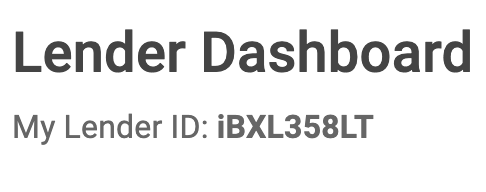 Your Lender ID shown on the dashboard
